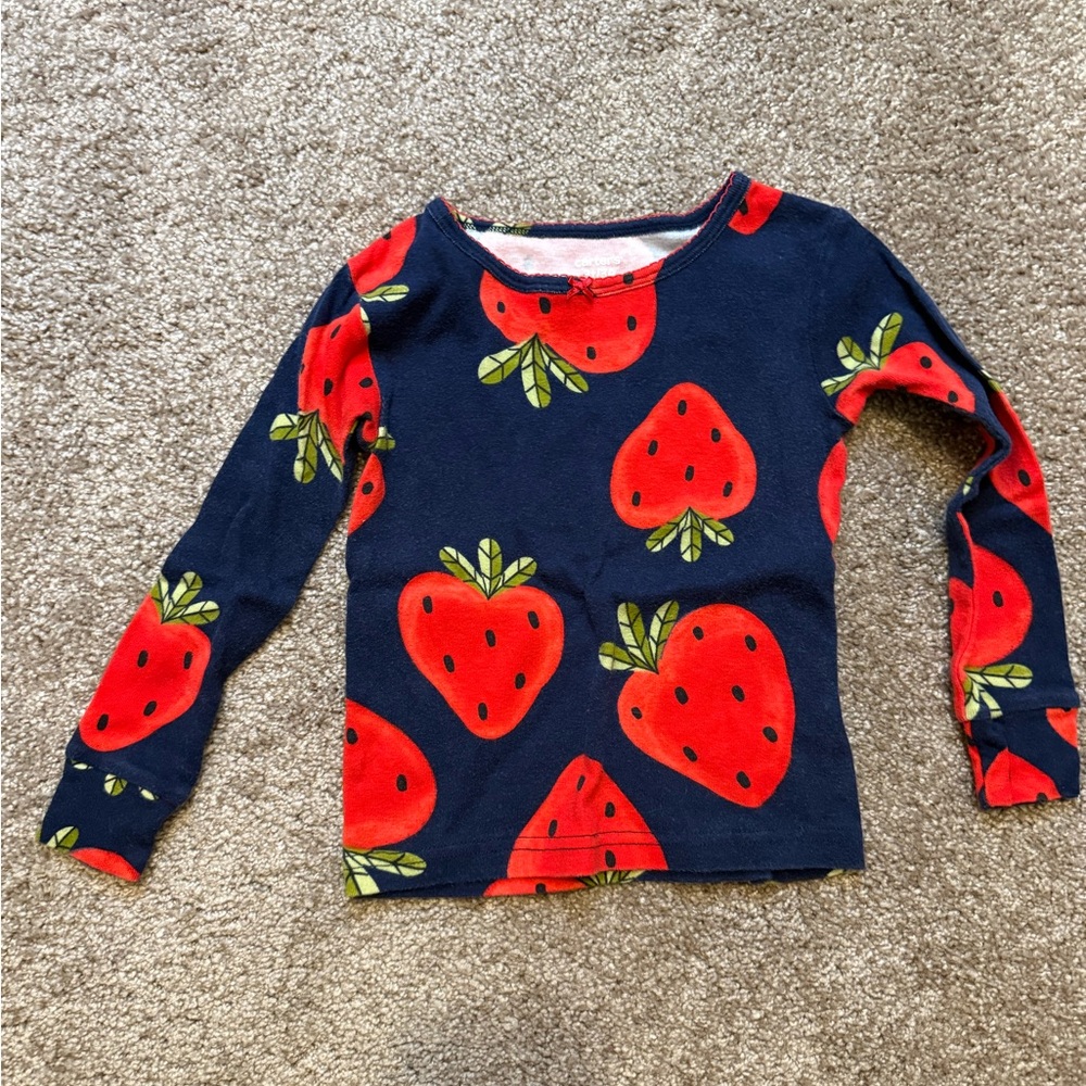🌼5/$10🌼Carter's blue and red strawberry design pajama set 3t - Picture 2 of 4